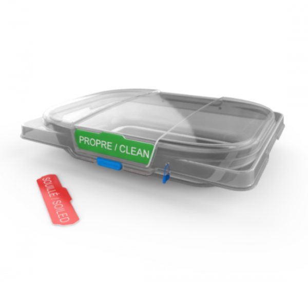 Bac à sonde sûr et sécurisé avec étiquette propre et souillé et scellé de sécurité