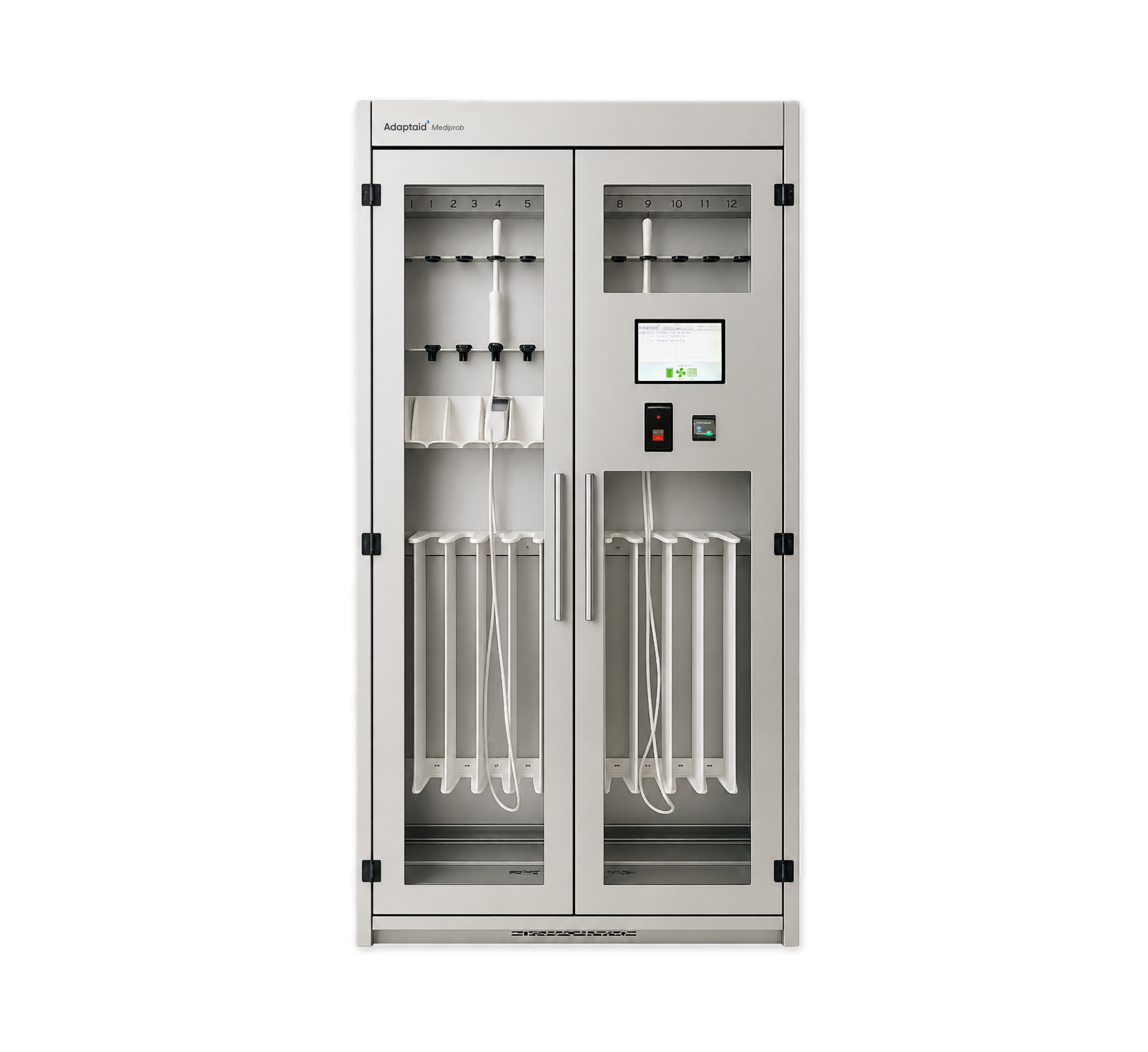 MEDIPROB Ventilated cabinet with HEPA filter for 12 endocavitary ultrasound probes, manufactured by Adaptaid