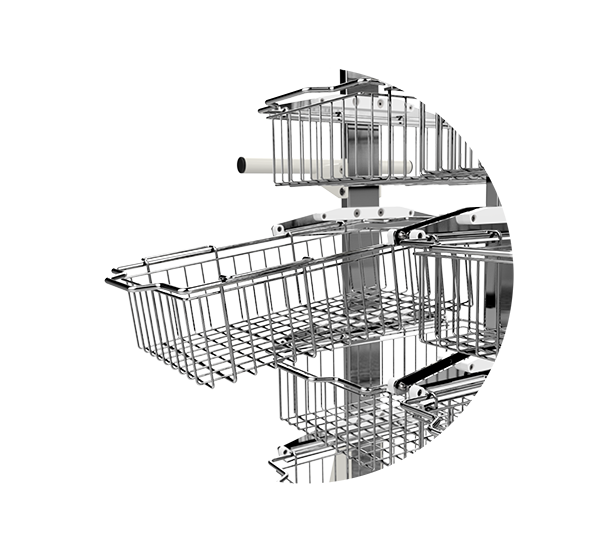 Grand chariot utilitaire avec paniers coulissants pour la distribution de matériel médical