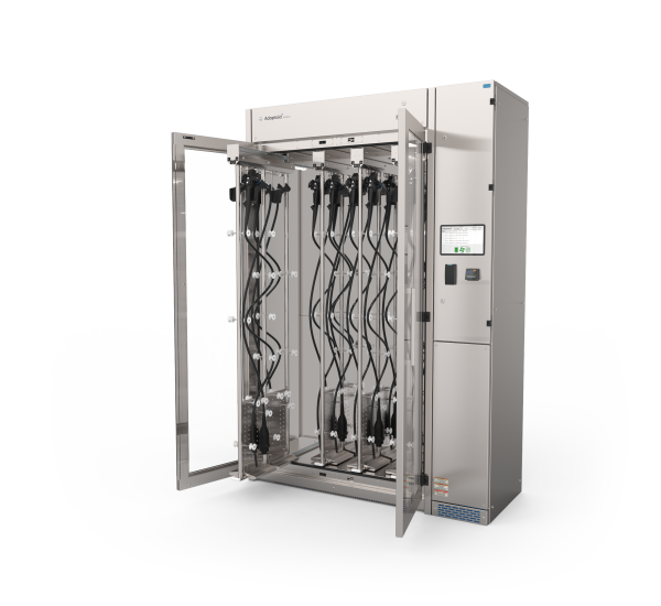 Armoire de stockage et de séchage d'endoscopes avec flux d'air filtré HEPA, séchage des canaux, supports coulissants et système de traçabilité