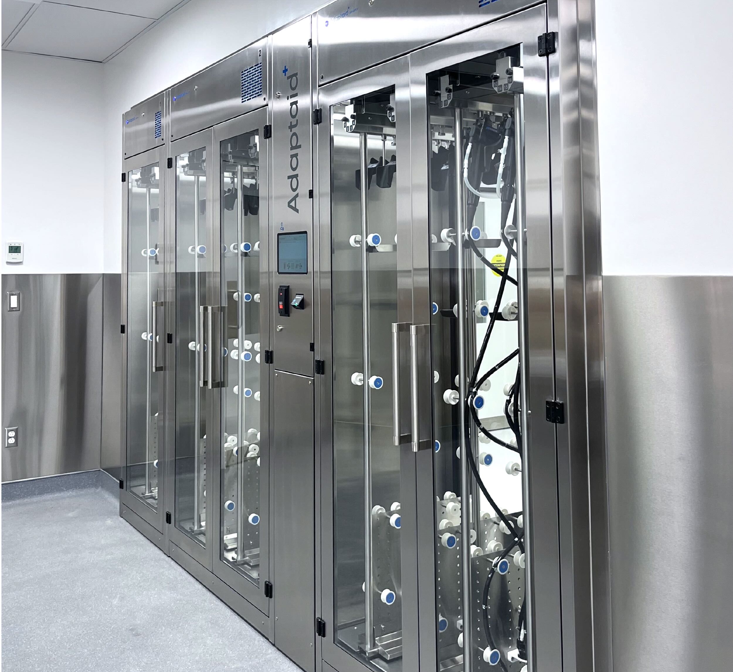 Pass-through cabinet for endoscopes with a traceability system and ventilation for endoscope channels