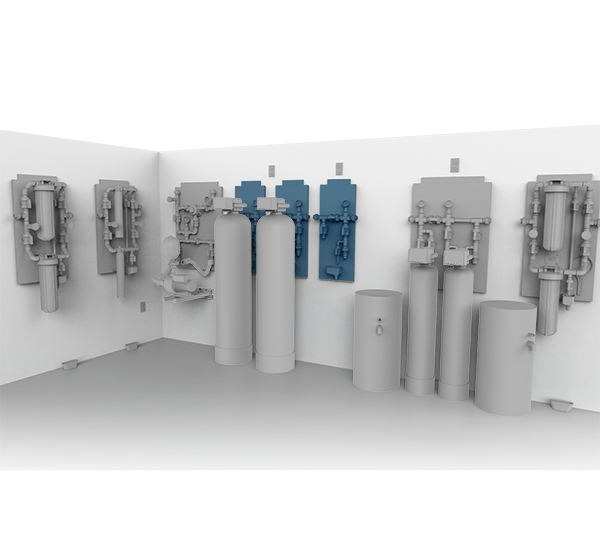 Système central de traitement de l'eau avec panneau de dérivation unique